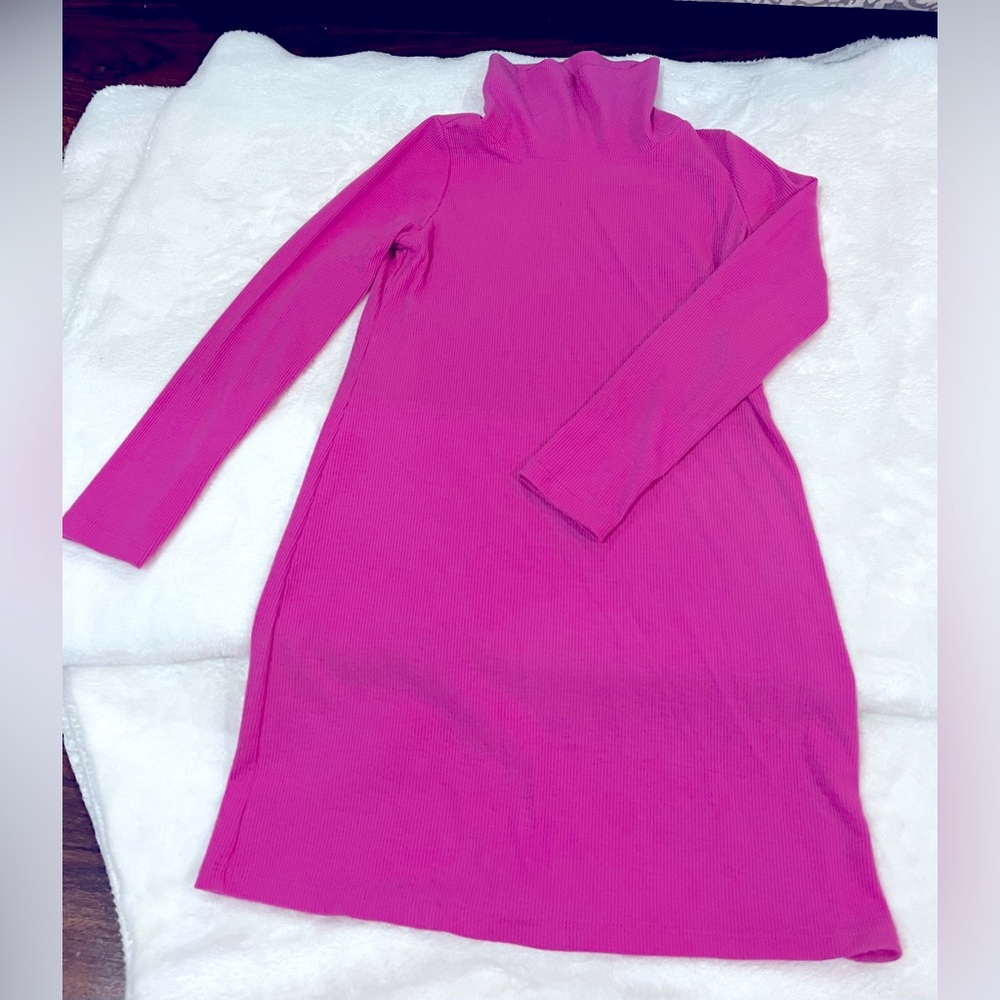 Pink Turtleneck Sweater Dress for Girls